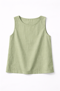 Nouvel ensemble décontracté en coton et lin pour l'été – Haut sans manches et pantalon large – Ensemble tendance pour femme – Motif uni – Automne – ODM - Product Image 6