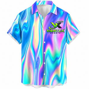 Chemise Hawaïenne Décontractée Vantex Sports pour Homme, à Bouton Unique, Manches Courtes, Imprimé Papillons Tropicaux, Idéale pour les Vacances d'Été, en Popeline Respirante - Product Image 5