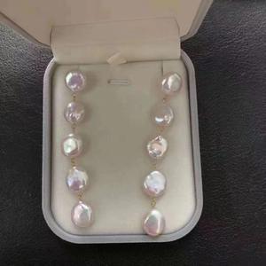 Aretes de Plata S925 con Perlas Redondas Naturales de Agua Dulce de 11-12 mm, Venta al por Mayor, Luz Intensa con Ligeras Imperfecciones, Juego Completo, Se Puede Usar Dos Veces - Product Image 2