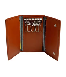 Porte-clés de voiture en cuir véritable, porte-clés à fermeture éclair avec crochets métalliques, organiseur de clés de voyage, pochette personnalisée avec logo - Product Image 2