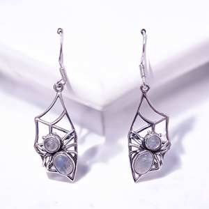 Pendientes Colgantes Hechos a Mano con Diseño de Araña, Plata de Ley 925, Anillos con Múltiples Piedras Preciosas, Precio al por Mayor, Joyería de Plata - Product Image 2