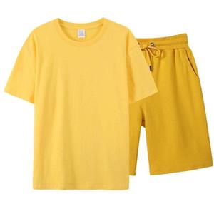 100% Cotton Mens Casual 2 Piece T Shirt Shorts <b>Set</b> Breathable Quick Dry <b>Knitted</b> Solid Street Style Front Outfit OEM Wholesale - Product Image 6