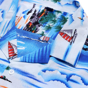 Camisas Hawaianas de Punto Satinado para Hombre, de Poliéster/Algodón, Casuales, de Manga Corta, con Botones, Transpirables, Ecológicas, OEM Personalizadas - Product Image 2