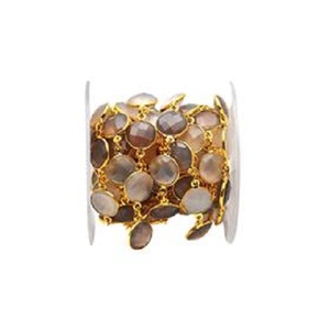 Cadenas Conectoras con Engaste de Gemas Redondas Monalisa Blancas y Grises, Bañadas en Oro de 18K - Product Image 5