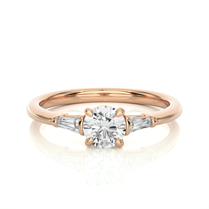 Anillo de Diamantes Cultivados en Laboratorio de 18K y 0.93CT para Mujer, Forma Redonda y Baguette, con Certificado IGI y Claridad VS1, Venta al Por Mayor - Product Image 1