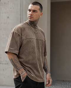 T-shirt décontracté à manches courtes et col rond pour homme Webson, coupe classique, en coton lavé/fibre de bambou, séchage rapide, respirant, écologique, pas cher - Product Image 3