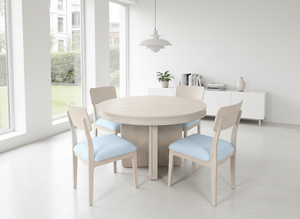 Juego de Comedor Moderno con Mesa Redonda y 4 Sillas, Construcción en Madera de Fresno Maciza y Chapa de MDF, Duradero y Fácil de Limpiar - Product Image 2