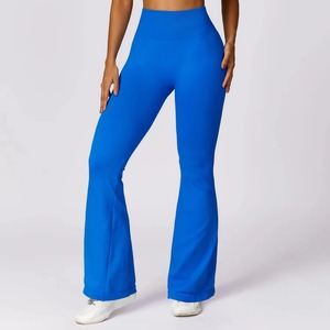 Pantalones de gimnasio de pierna ancha para mujer, al por mayor, con etiqueta personalizada, leggings acampanados de alta elasticidad, OEM - Product Image 5