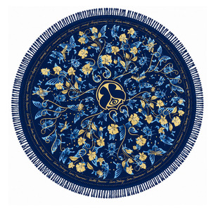 Toalla de Playa Redonda Grande con Borlas de Secado Rápido, Hermoso Diseño Estampado, Color Azul, Toalla Redonda con Mandala para la Playa - Product Image 2