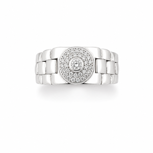 925 Sterling Silver Round Micro Pave Cubic Zirconia Link Band <b>Ring</b> for <b>Men</b> Wedding Party High Polish Finish - Product Image 2
