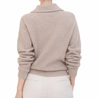 Pull en tricot tissé vintage pour femme, col en V, doux, léger, décontracté, coupe ample, manches longues, logo personnalisable sur le devant, 2 pièces