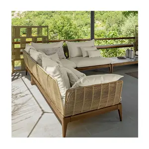 Nouveau style luxueux de meubles de plage canapé d'extérieur imperméable de salon en rotin canapé au bord de la piscine pour hôtel patio club