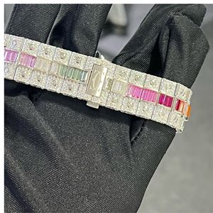Montre de luxe Hip Hop avec diamants Moissanite VVS de laboratoire taille ronde, bracelet en caoutchouc, montre mécanique faite à la main - Product Image 2
