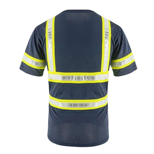T-shirt de sécurité réfléchissant haute visibilité pour hommes, vêtements de travail en polyester, classe 1, bleu, bas noir, résistant à l'eau, respirant, AS/NZS CE - Product Image 2
