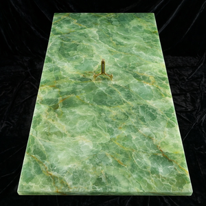 Table à manger rectangulaire en onyx vert naturel de luxe, de haute qualité, écologique, sur mesure pour Diwali, finition polie - Product Image 1