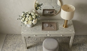 Mesa Consola Moderna de Madera Maciza con Cajones y Patas Geométricas para Entrada de Apartamento, Sala de Estar, Uso en Hoteles - Product Image 3