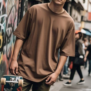 Streetwear de haute qualité 150G 100% coton à manches courtes col en v T-shirt impression personnalisée 100% coton T-shirt pour hommes coupe ample - Product Image 2