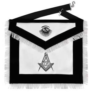 Delantal de Maestro Masón de la Logia Azul - Terciopelo Negro con Bordado Plateado a Máquina, Delantal de Cuero para Maestro Masón, OEM ODM, Regalia Masónica - Product Image 1