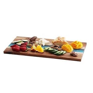 Tabla de cortar rectangular de madera y tabla de picar, apta para lavavajillas, fácil de limpiar, bandeja para servir queso, frutas y aperitivos - Product Image 1