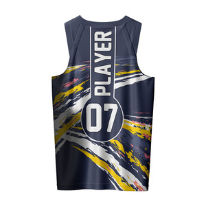 Uniformes de basket-ball réversibles sans manches pour hommes, col rond, logo imprimé sur le devant, 100% polyester, respirant, anti-transpiration - Product Image 3