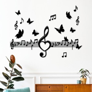 Décoration murale en bois de Sheesham avec notes musicales - Design artisanal en bois en forme de portative musicale - Product Image 4