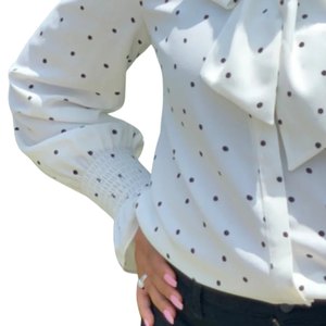 Camisa de lunares Sigma Gamma Rho para mujer, blusa blanca, hermandad griega, manga larga, con botones, estilo informal elegante - Product Image 6