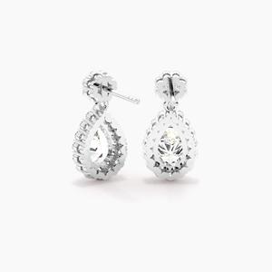 Pendientes Colgantes de Oro Sólido de 10K con Diamantes Cultivados en Laboratorio Certificados por IGI, Corte Pera con Halo, Baño de Rodio, 5.00 CTW, Clásicos de Lujo para Mujer - Product Image 2