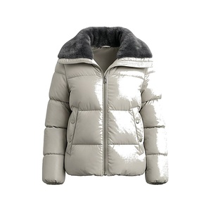 Hooded Quilted Waterproof <b>Bubble</b> Jacket Black Full Sleeve Winter Windproof Cotton Shell Knitted Fabric Polyester Filling Stand - Product Image 1