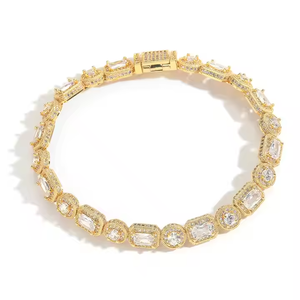 Collier Tennis Élégant en Moissanite Taille Émeraude, Bijou Hip Hop de Luxe pour Hommes et Femmes, Cadeau d'Anniversaire - Product Image 1