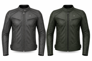 Blouson de moto en cuir Urban Sport |   Vert Forêt Charbon Noir |   Fabricant OEM ODM |   Qualité de conception haut de gamme |   Respirant - Product Image 5