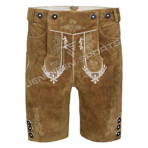 Vente en gros de tenues traditionnelles allemandes personnalisées, vêtements Trachten, short Oktoberfest Lederhosen, style bavarois pour hommes avec bretelles - Product Image 2
