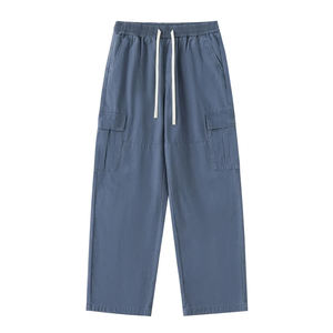 Pantalones Cargo para Hombre, Delgados, Multibolsillos, Corte Recto, Lavados, con Borde Crudo, Casuales, para las Cuatro Estaciones - Product Image 5