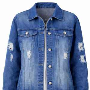Veste en jean JJ Denim Jacket The Finale pour femme, veste longue en jean délavée, style streetwear décontracté, boutonnée, coupe ample - Product Image 6