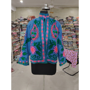 เสื้อแจ็คเก็ตผ้าฝ้ายปักลายดอกไม้สำหรับผู้หญิง แขนยาว คอจีน สวมใส่ได้ในฤดูใบไม้ผลิ ของขวัญสำหรับเธอ - Product Image 1