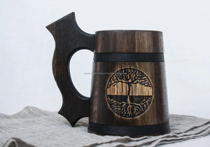 Taza de café de madera aislada Taza de madera maciza hecha a mano Diseño único ecológico Hecho EN LA India - Product Image 2