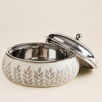 Casserole de luxe moderne en acier inoxydable avec incrustation de nacre, double paroi isolée, écologique, pour garder les aliments au chaud (Roti, riz)