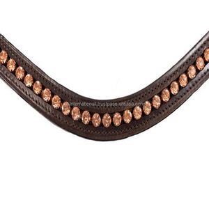 Superbe bandeau à sourcils bling à une rangée avec un canal vide en cuir véritable noir ou marron. - Product Image 6