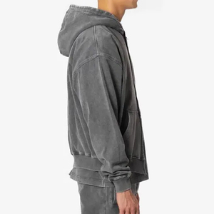 <b>Mens</b> Premium Acid Wash Zip Up Hoodie 100% Cotton Soft Fleece Casual Sports Streetwear Hooded <b>Sweatshirt</b> Wholesale Factory - Product Image 4