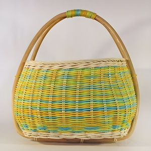 Cesta de acampada tejida a mano al mejor precio cestas de ratán de color verde para campamento de picnic en la playa al aire libre - Product Image 4