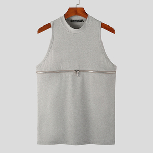 2023 Men Tank <b>Tops</b> Solid Color <b>Turtleneck</b> <b>Sleeveless</b> Knitted Casual Vests Summer Streetwear Fashion Men Clothing INCERUN S-5XL - - Product Image 4