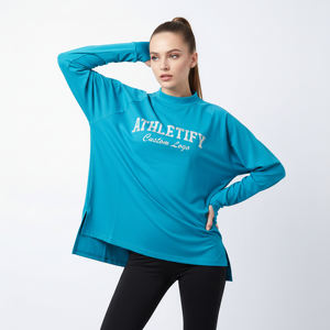 Tunique de sport modeste pour femme, compatible hijab, séchage rapide, respirante, écologique, manches longues, coupe ample, athlétique, gym, yoga - Product Image 1