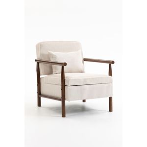 Fauteuil d'appoint moderne du milieu du siècle avec rangement, structure en bois, chaise de salon rembourrée avec coussin lombaire pour la lecture - Product Image 4
