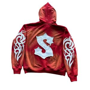 Conjunto de Sudadera con Capucha y Pantalones Jogger de Moda Urbana de Invierno, Estilo Y2K, con Parches Bordados Desgastados, Personalizado, 400 GSM - Product Image 3