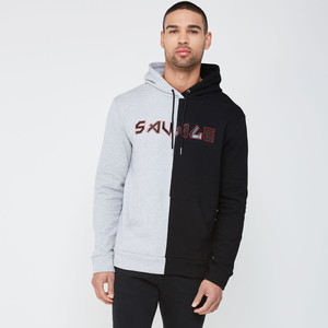 Squale <b>Men's</b> 100% Cotton Eco-Friendly Pocket Front Print Hoodie <b>Grey</b> Black Regular Fit Casual <b>Sweatshirt</b> Winter Streetwear - Product Image 2