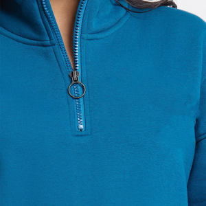 Hot Selling <b>Women's</b> Stand Collar <b>Quarter</b> <b>Zip</b> <b>Sweatshirt</b> Regular Fit 100% Cotton Solid Color Casual High Street Style <b>Sweatshirt</b> - Product Image 3