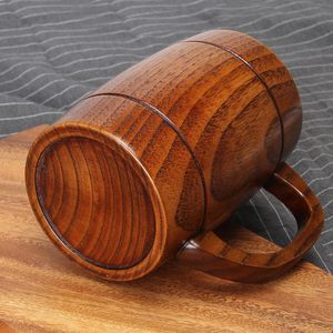Rustic Wooden Beer <b>Mug</b> & Tankard with Handle <b>Large</b> Capacity Leak-Proof BPA Free Drinkware for Parties Weddings Travel-Wholesale - Product Image 4