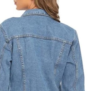 Veste en jean oversize vert uni pour femme 2026, en coton de haute qualité, col montant, style urbain - Product Image 6
