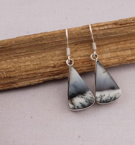 Dendritic Agate 925 Sterling Silver <b>Handmade</b> <b>Earrings</b> Natural Stone Jewelry Boho <b>Earrings</b> Wholesale Jewelry Tree Agate - Product Image 4