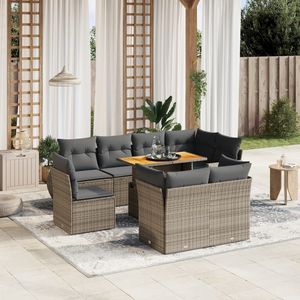 Ensemble de canapé de jardin en rotin PE gris 9 pièces avec accoudoirs réglables, confort et style - Product Image 1