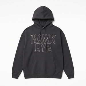 Sweat-shirt à capuche oversize noir pour femme, avec détails en strass personnalisés, en coton doux, coupe ample et décontractée - Product Image 4